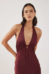 Perfect Stranger Kennedy Halter Maxi Dress Burgundy