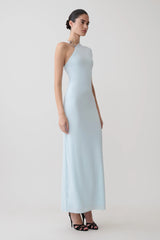 Oden Slinky Maxi Dress With Hardware - Sky Blue