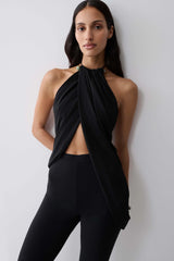 Yuna Draped Hardware Top - Black