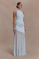 Portia Scuba Sleeveless Top - Pale Blue