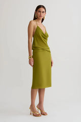 Amelia Low Back Chiffon Top - Green