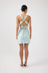 Perfect Stranger Ellary Satin Mini Dress Sage