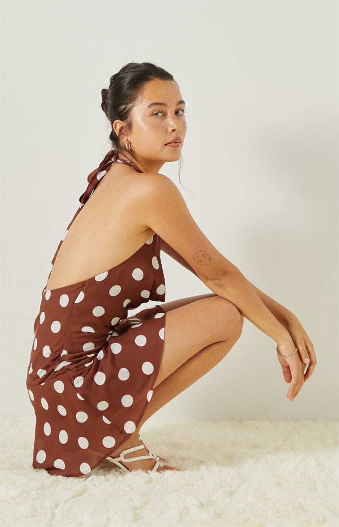 Beverly and Beck Tate Polka Dot Cowl Mini Dress