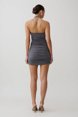 Sade Halter With Hardware Mini Dress - Grey
