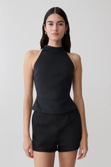 Portia Scuba Sleeveless Top - Black
