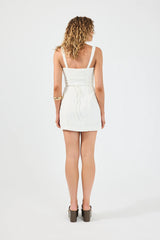 Perfect Stranger Kora Beaded Linen Mini Dress White