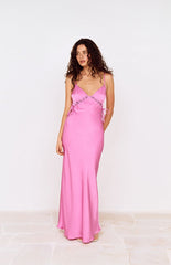 MINKPINK Fuchsia Chiara Lace Detail Maxi Dress