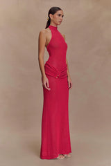Reece Halter Knit Maxi Dress - Dragonfruit