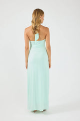 Perfect Stranger Isla Halter Twist Maxi Dress Seafoam