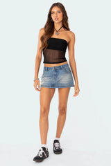 Distressed Denim Mini Skirt