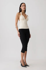 Angelina Scuba Halter Top - Ivory