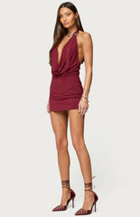 Edikted Dex Buckle Cowl Neck Mini Dress