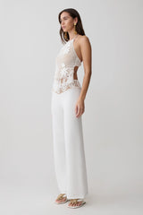 Miley Crochet Halter Top - Ivory