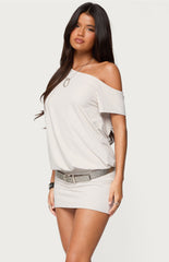 Edikted Dorie Off Shoulder Cut Out Mini Dress