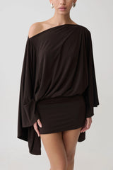 Jessy Draped Mini Dress - Dark Chocolate