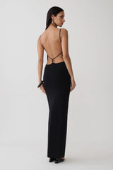 Robin Strappy Back Bandage Maxi Dress - Black