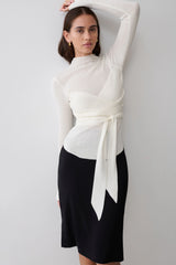 Lawson Wrap Knit Long Sleeve Top - White