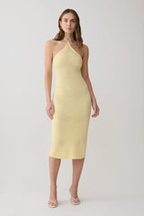 Penny Pointelle Midi Dress - Lemon