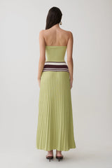 Solaris Strapless Contrast Knit Maxi Dress - Light Olive