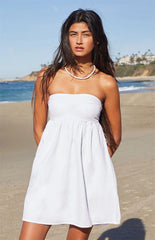 Your Favorite Tie Back Strapless Babydoll Mini Dress