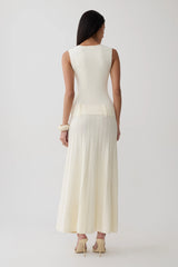 Rebena Pleated Midi Dress - Ivory