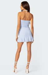 Edikted Thalia Flower Pin Ruffle Mini Dress