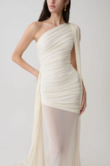 Asher Slinky One Shoulder Maxi Dress - Ivory