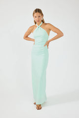 Perfect Stranger Isla Halter Twist Maxi Dress Seafoam