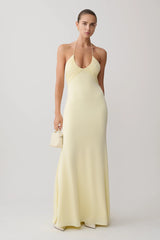 Maely Gathered Slinky Maxi Dress - Lemon