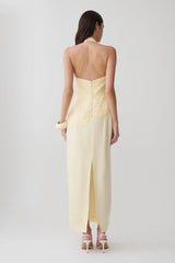 Chiara Halter Satin Maxi Dress - Buttermilk