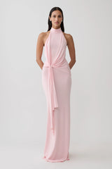 Cindylou Halter Knit Maxi Dress - Baby Pink