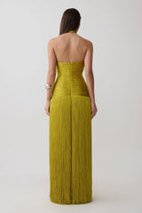 Tiffany Fringe Maxi Dress - Chartreuse