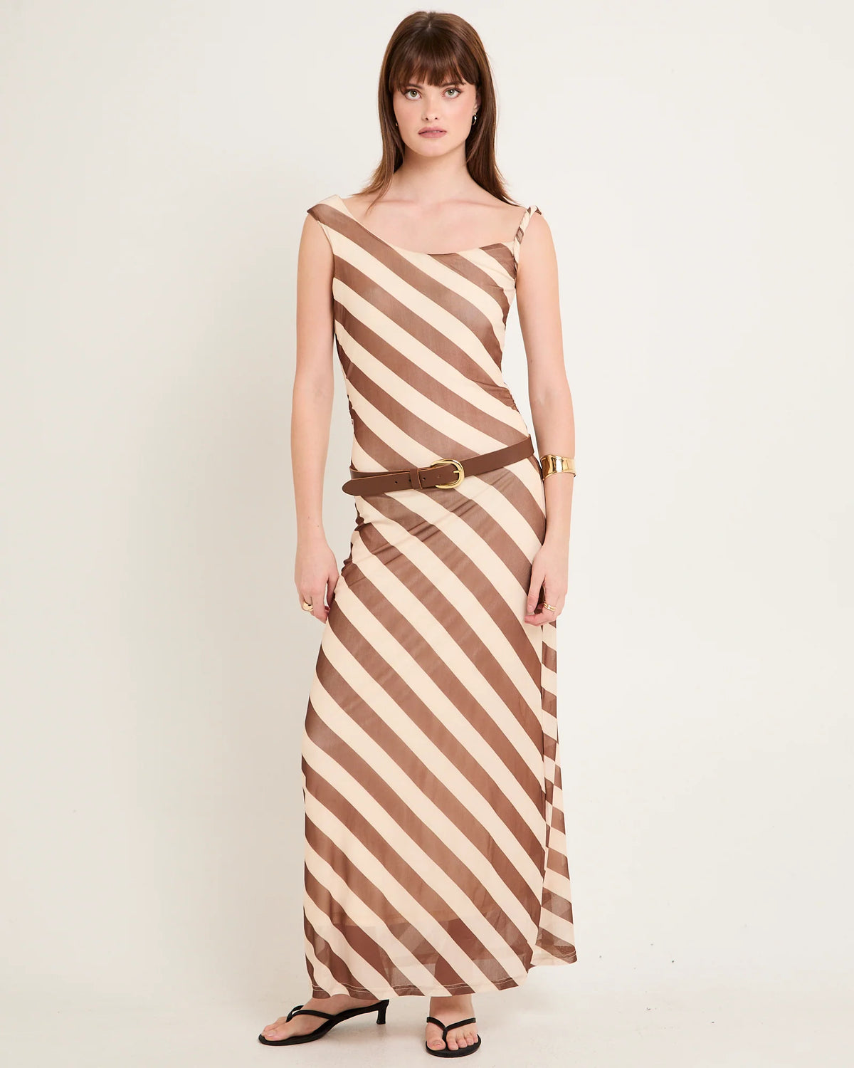 Mesh Stripe Maxi Dress