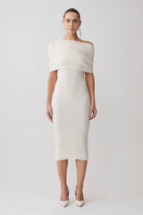Zandie Cashmere Blend Knit Midi Dress - Ivory