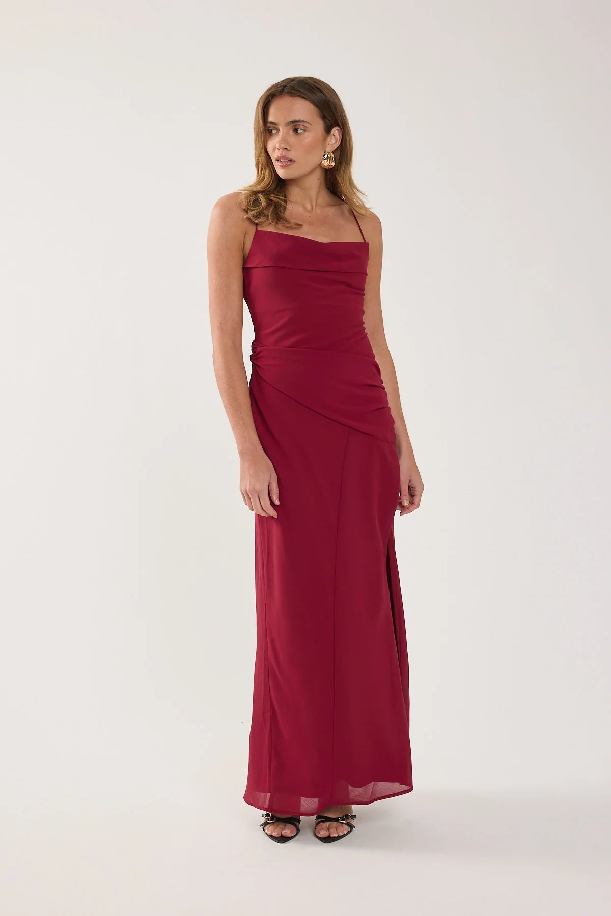 Perfect Stranger Saskia Chiffon Maxi Dress Raspberry