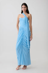 Micaela Chiffon Gathered Maxi Dress - Alaskan Blue