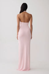 Cindylou Halter Knit Maxi Dress - Baby Pink