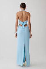 Valentina Chiffon Halter Maxi Dress - Pale Blue