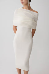 Zandie Cashmere Blend Knit Midi Dress - Ivory