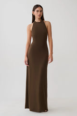 Halley Back T-Strap Maxi Dress - Chocolate
