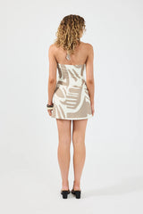 Perfect Stranger Shea Wrap Mini Dress Taupe Print