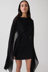 Triana Chiffon Overlay Mini Dress - Black