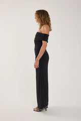 Perfect Stranger Rosetta Off Shoulder Maxi Dress Black