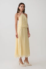 Georgia Panelled Halter Sleeveless Top - Butter
