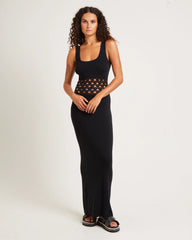 Emelina Crochet Maxi Dress Black