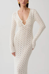 Jamaya Crochet Knit Maxi Dress - Ivory