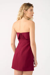 Perfect Stranger Luca Fold Down Strapless Mini Dress Burgundy