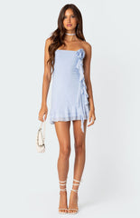 Edikted Thalia Flower Pin Ruffle Mini Dress