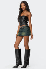 Riviere Washed Denim Mini Skirt