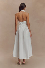 Cindy Collared Midi Dress - White